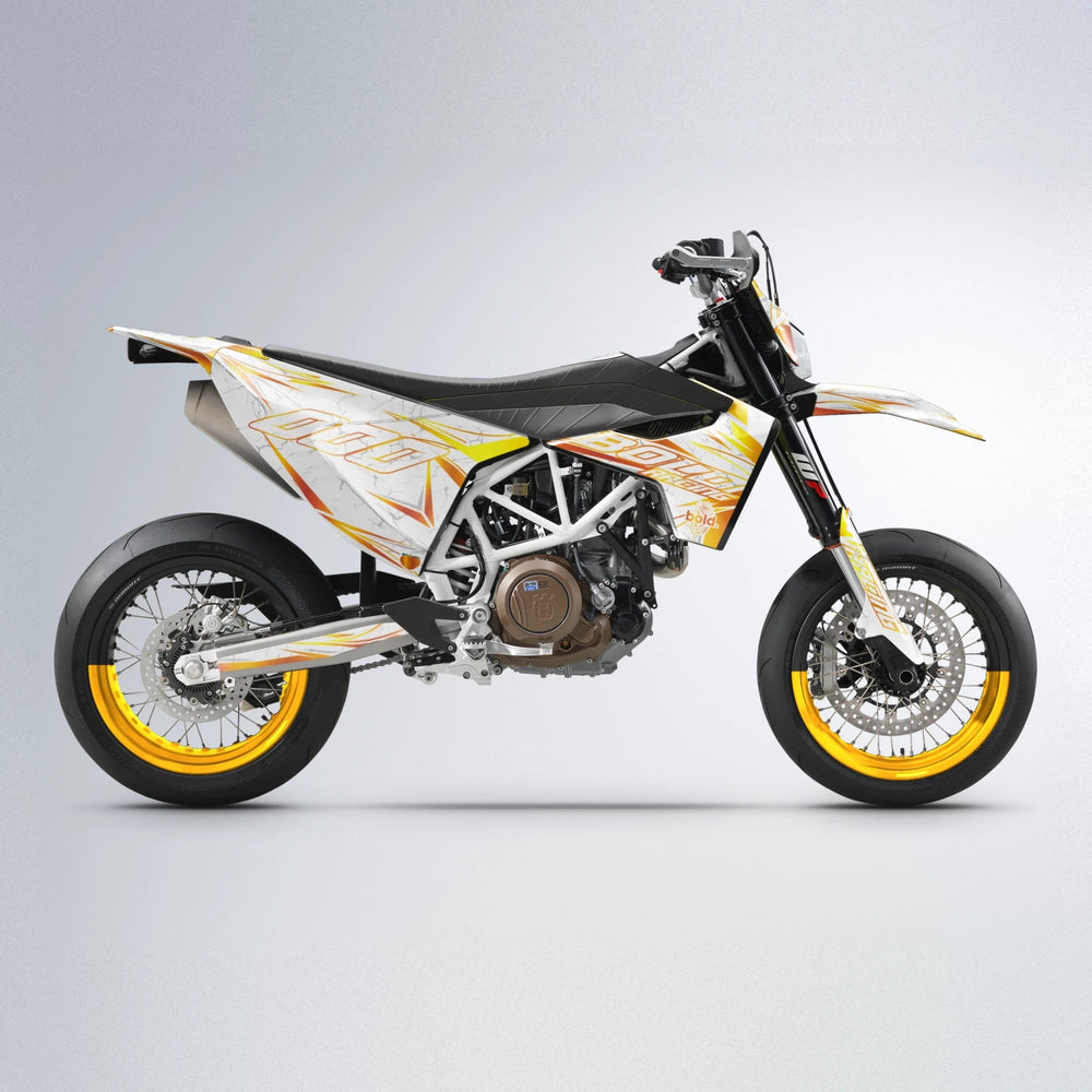 LINAAAROS Husqvarna 701 supermoto graphics kit in Orange & Yellow