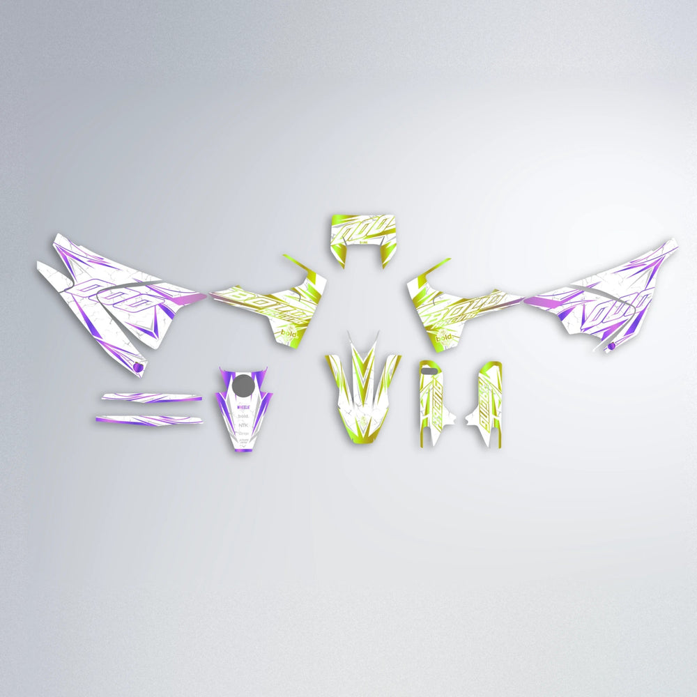 LINAAAROS Husqvarna 701 graphics kit parts layout in Purple & Yellow