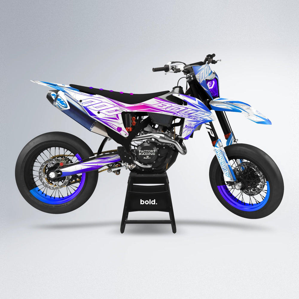 LINAAAROS supermoto graphics kit in Blue Purple Fade