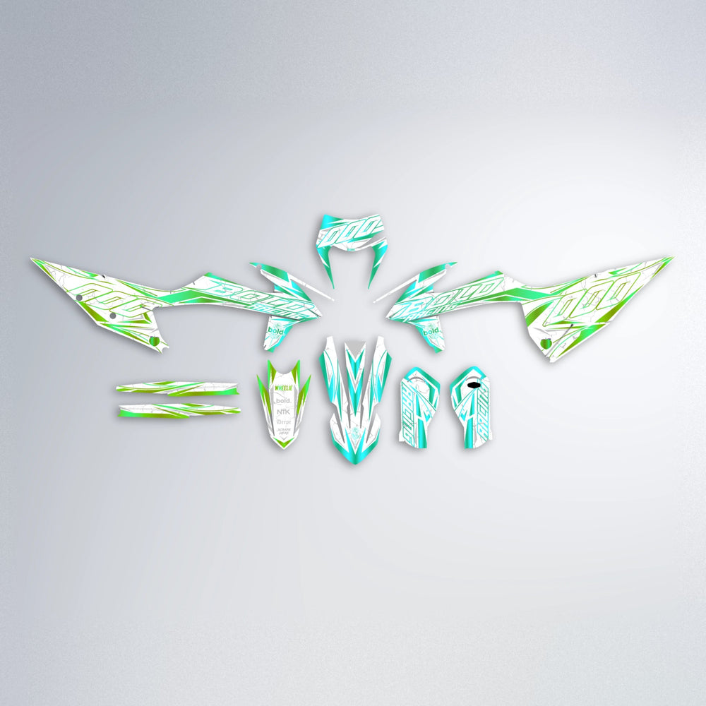 LINAAAROS graphics kit parts layout in Cyan & Green