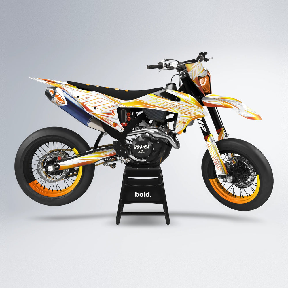LINAAAROS supermoto graphics kit in Orange & Yellow