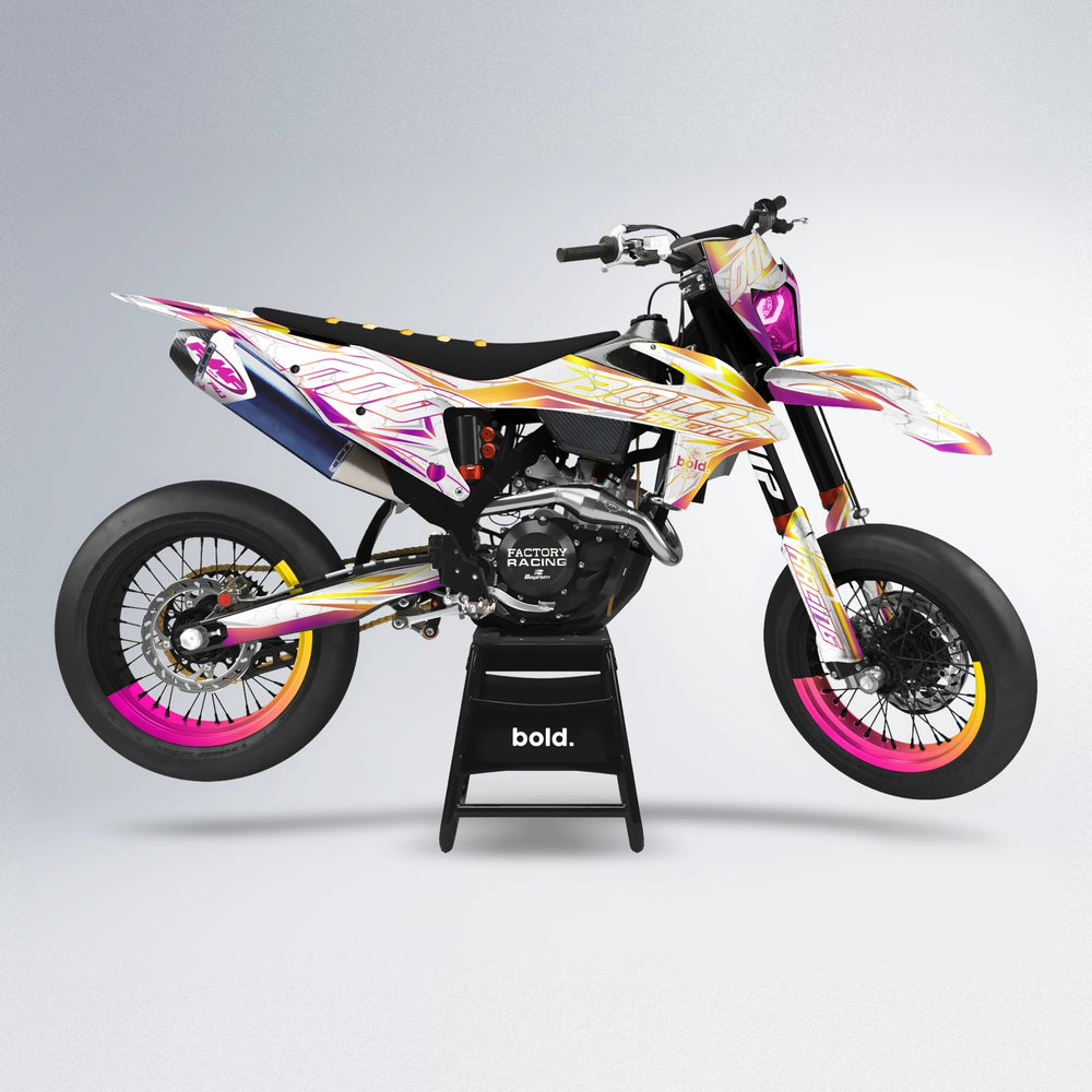 LINAAAROS supermoto graphics kit in Pink & Yellow