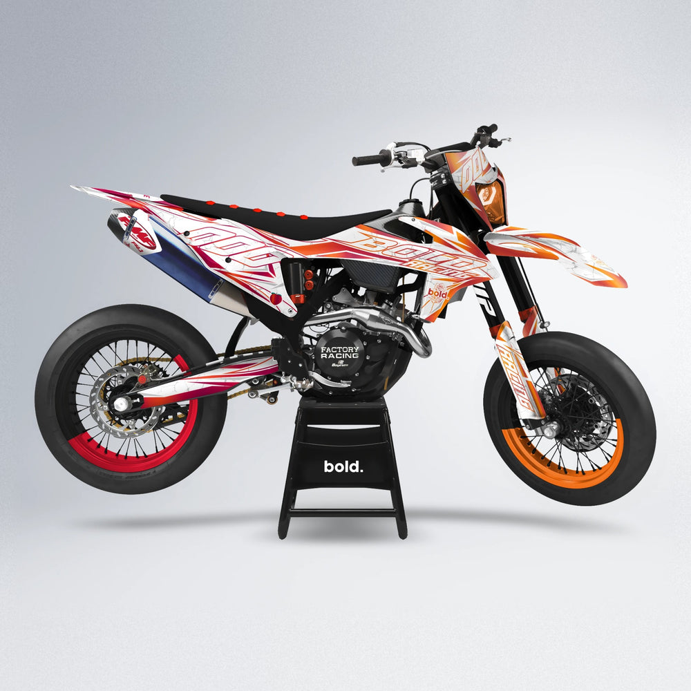 LINAAAROS supermoto graphics kit in Red & Orange