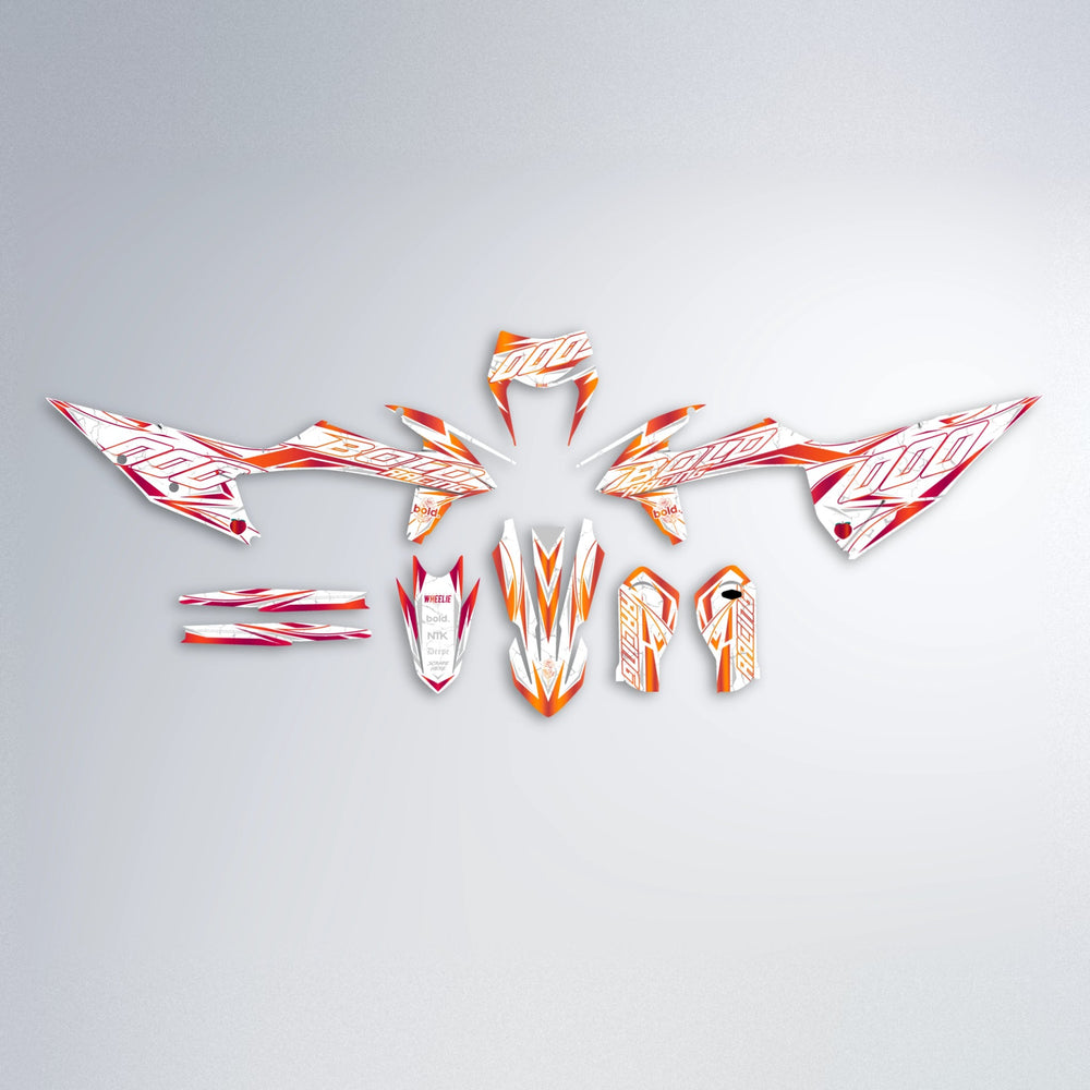 LINAAAROS graphics kit parts layout in Red & Orange