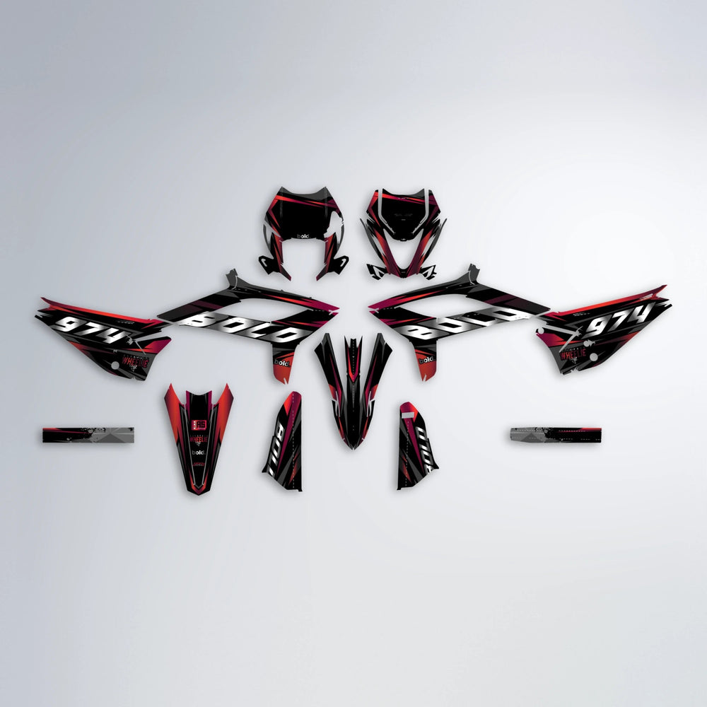 LUSIO Beta graphics kit parts layout in Black & Red