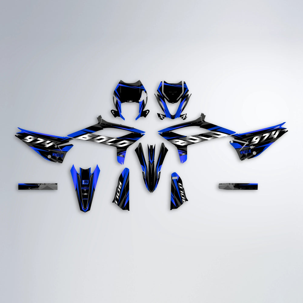 LUSIO Beta graphics kit parts layout in Blue