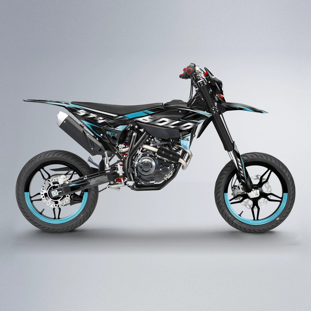 LUSIO Beta supermoto graphics kit in Light Blue & White