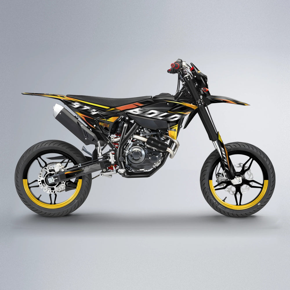 LUSIO Beta supermoto graphics kit in Orange & Yellow