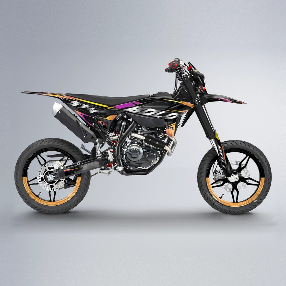 LUSIO Beta supermoto graphics kit in Pink & Yellow