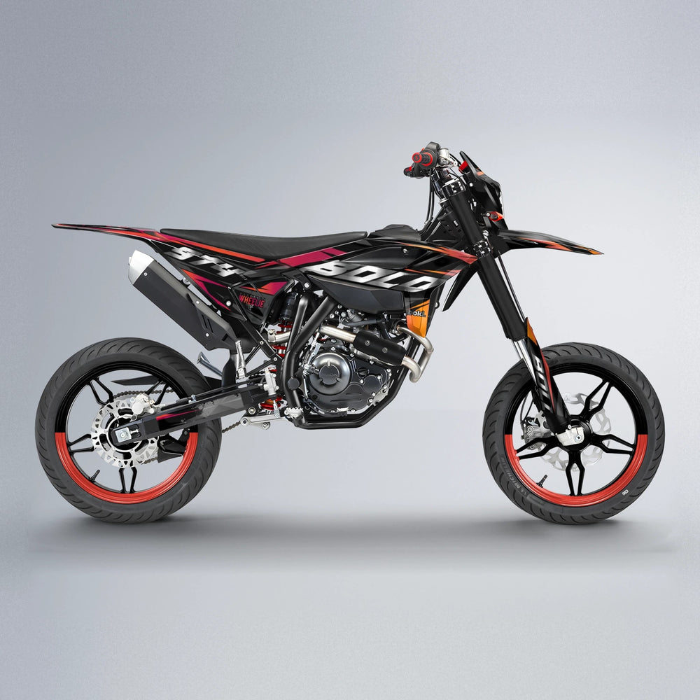 LUSIO Beta supermoto graphics kit in Red & Orange