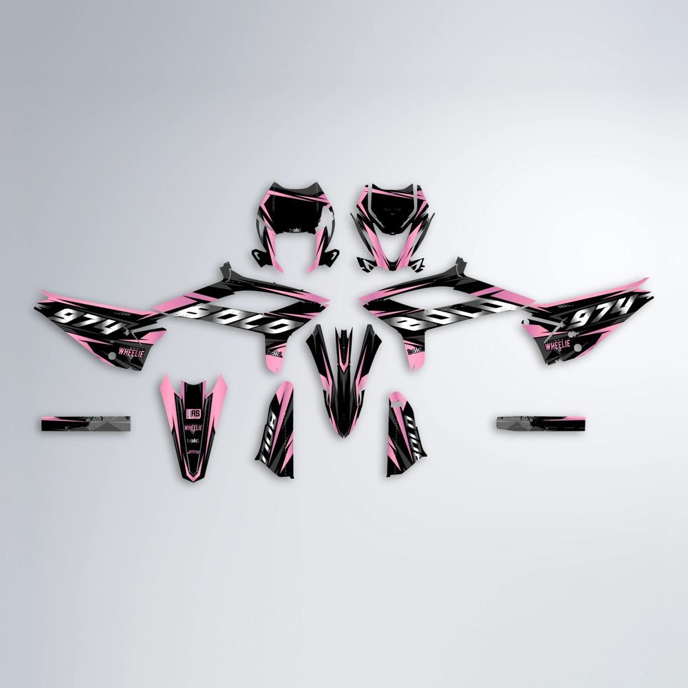 LUSIO Beta graphics kit parts layout in Sakura Pink