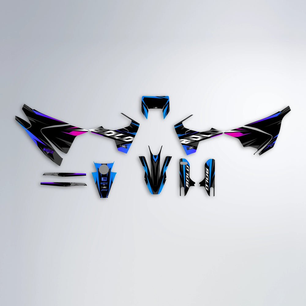 LUSIO Husqvarna 701 graphics kit parts layout in Blue Purple Fade