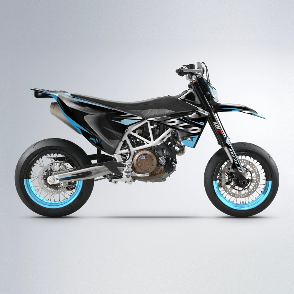 LUSIO Husqvarna 701 supermoto graphics kit in Light Blue & White