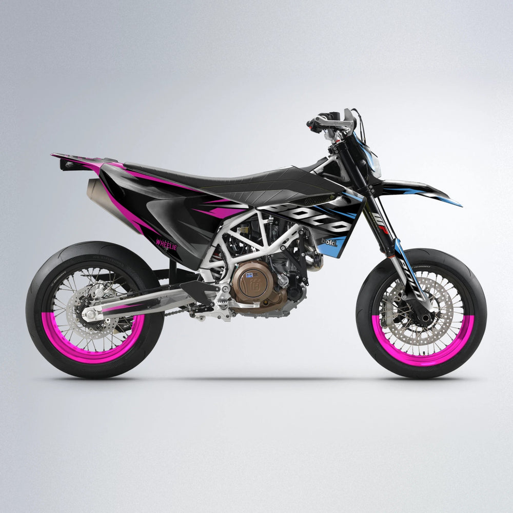 LUSIO Husqvarna 701 supermoto graphics kit in Pink & Light Blue