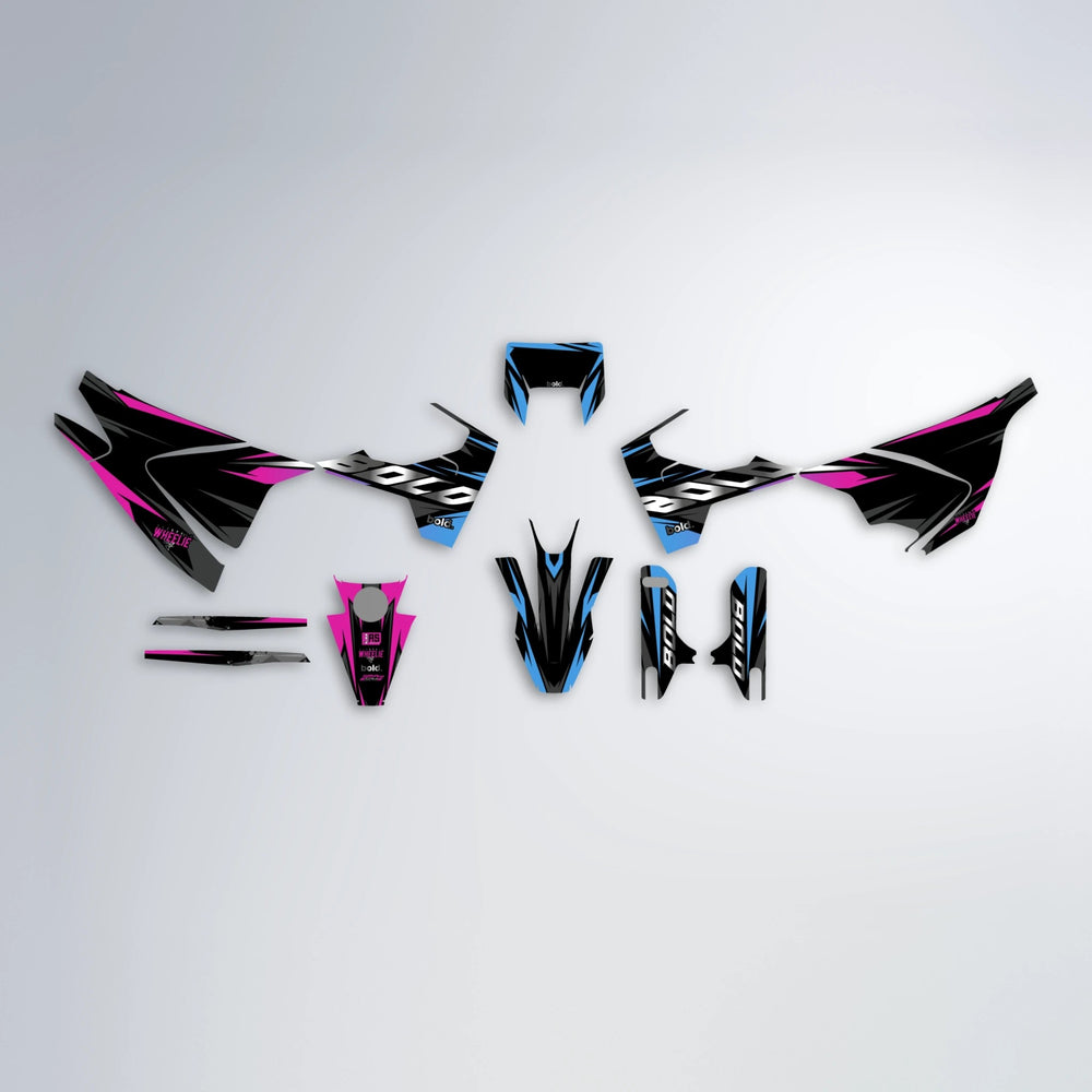 LUSIO Husqvarna 701 graphics kit parts layout in Pink & Light Blue
