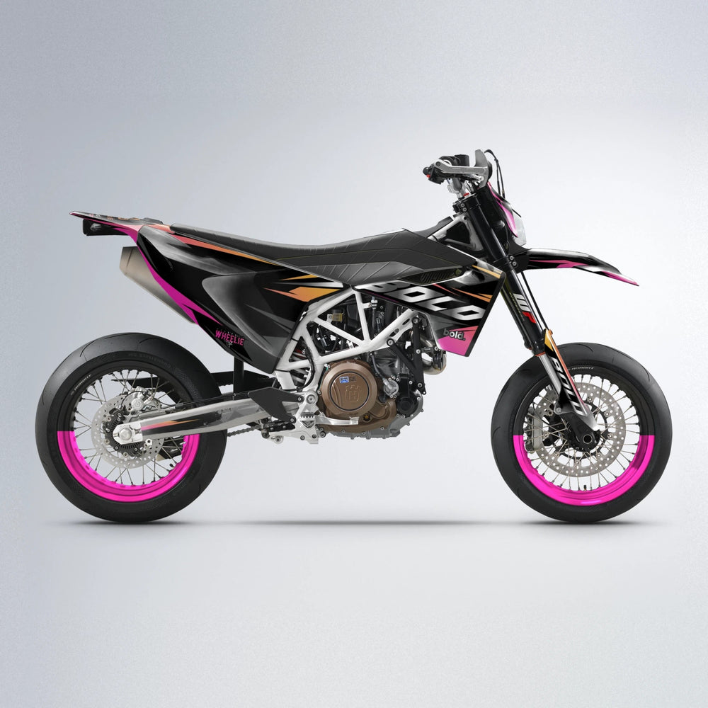 LUSIO Husqvarna 701 supermoto graphics kit in Pink & Yellow