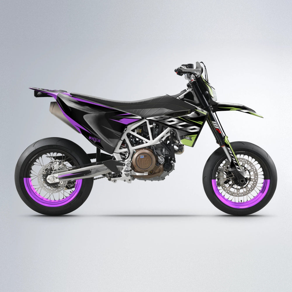 LUSIO Husqvarna 701 supermoto graphics kit in Purple & Yellow