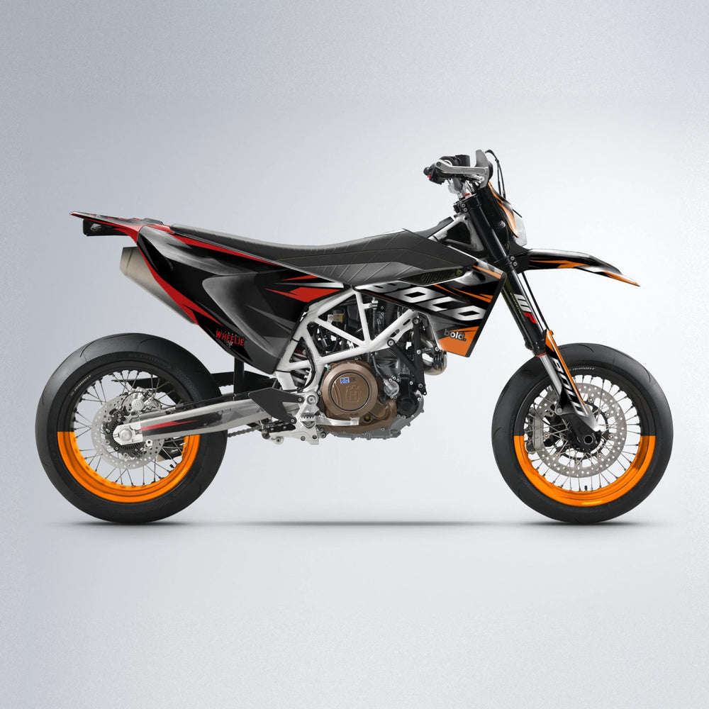 LUSIO Husqvarna 701 supermoto graphics kit in Red & Orange