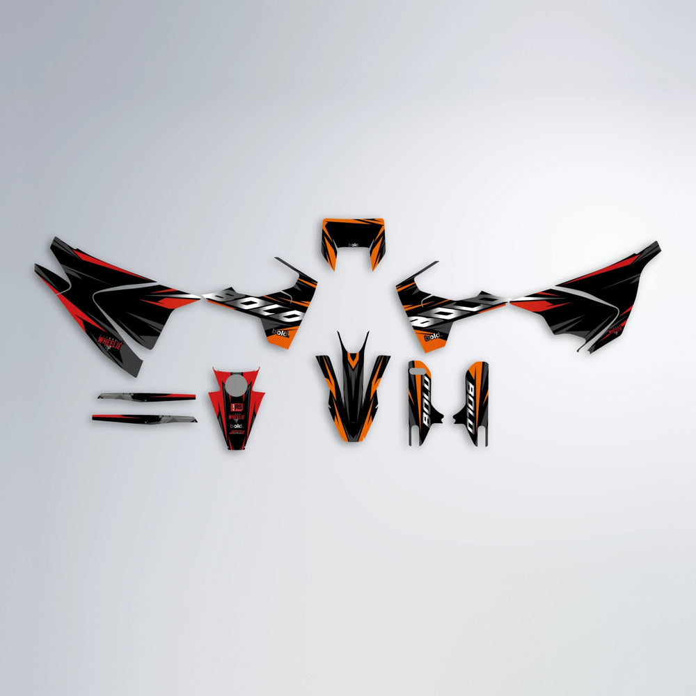 LUSIO Husqvarna 701 graphics kit parts layout in Red & Orange