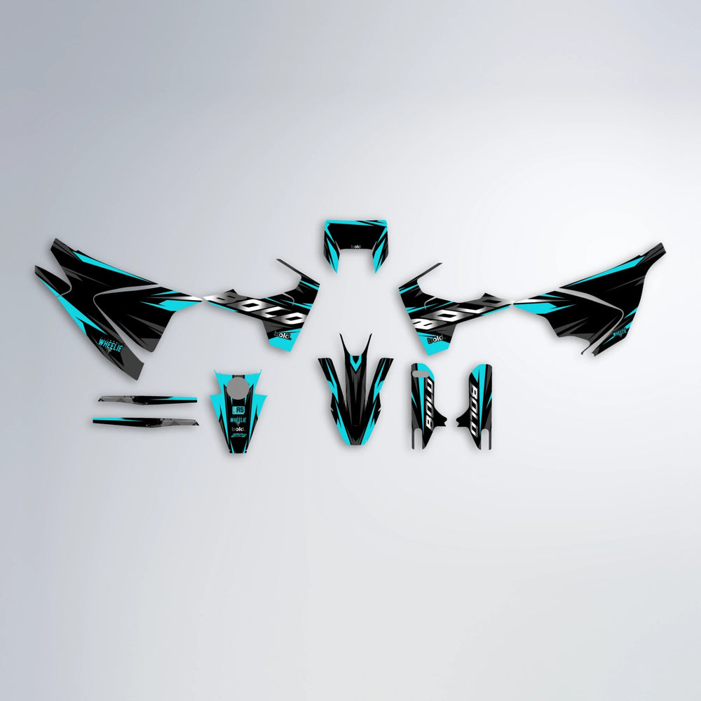 LUSIO Husqvarna 701 graphics kit parts layout in Teal