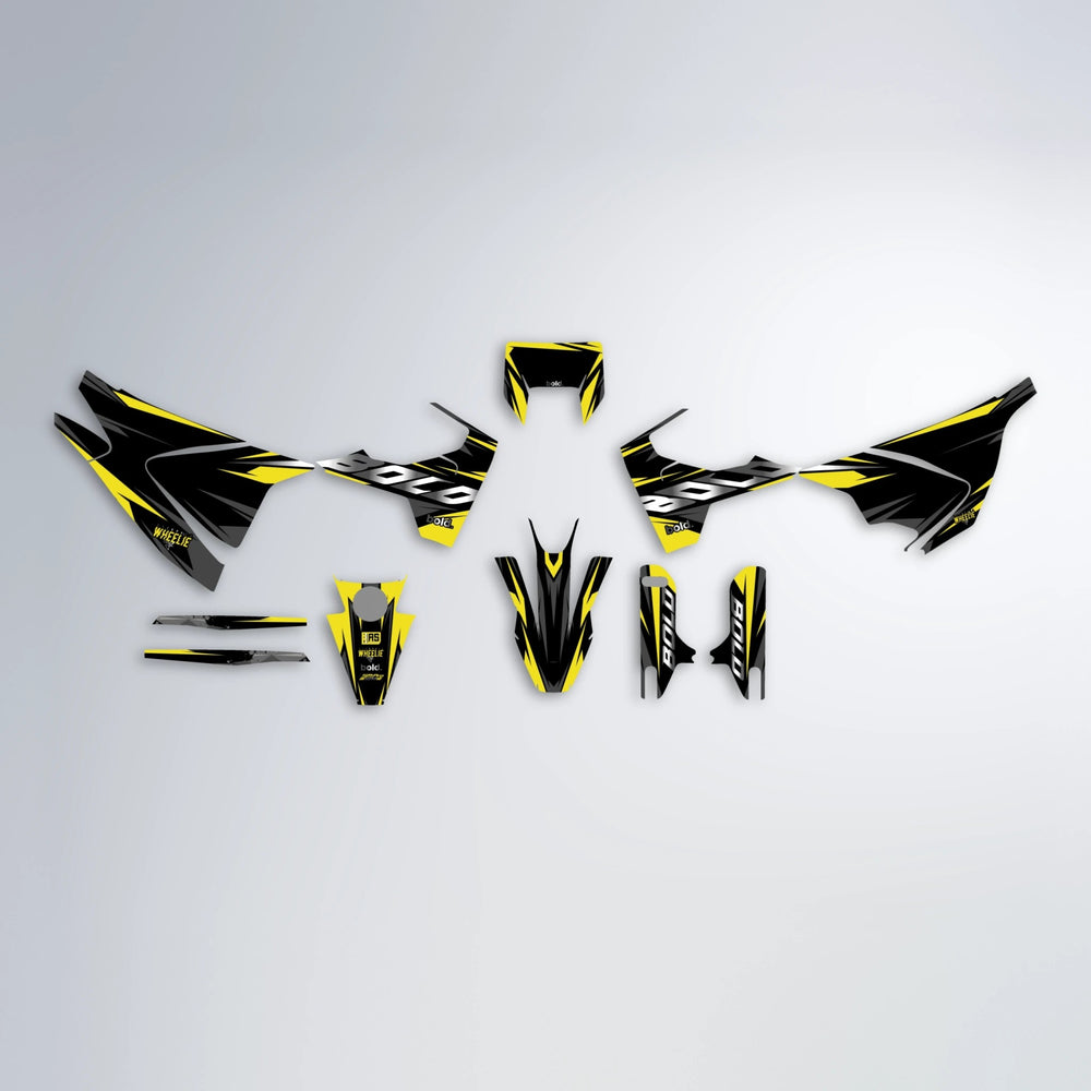 LUSIO Husqvarna 701 graphics kit parts layout in Yellow