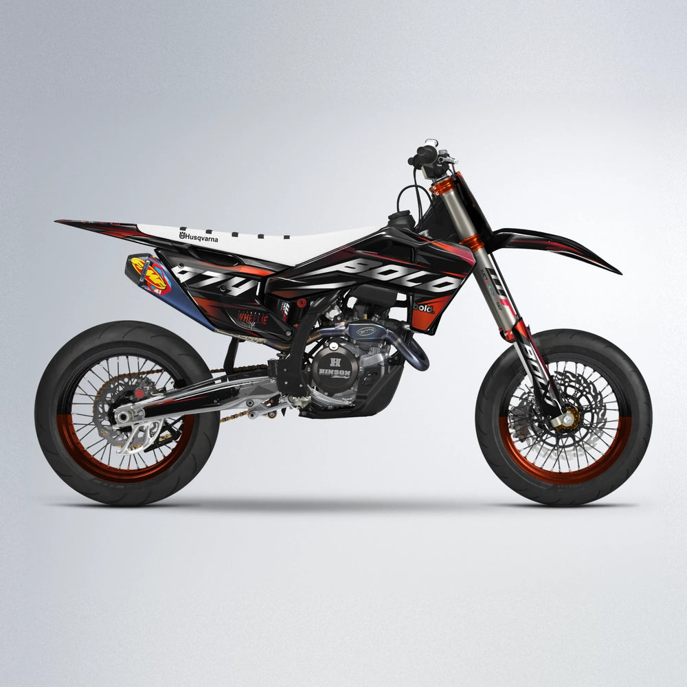 LUSIO Husqvarna FE/TE supermoto graphics kit in Black & Red