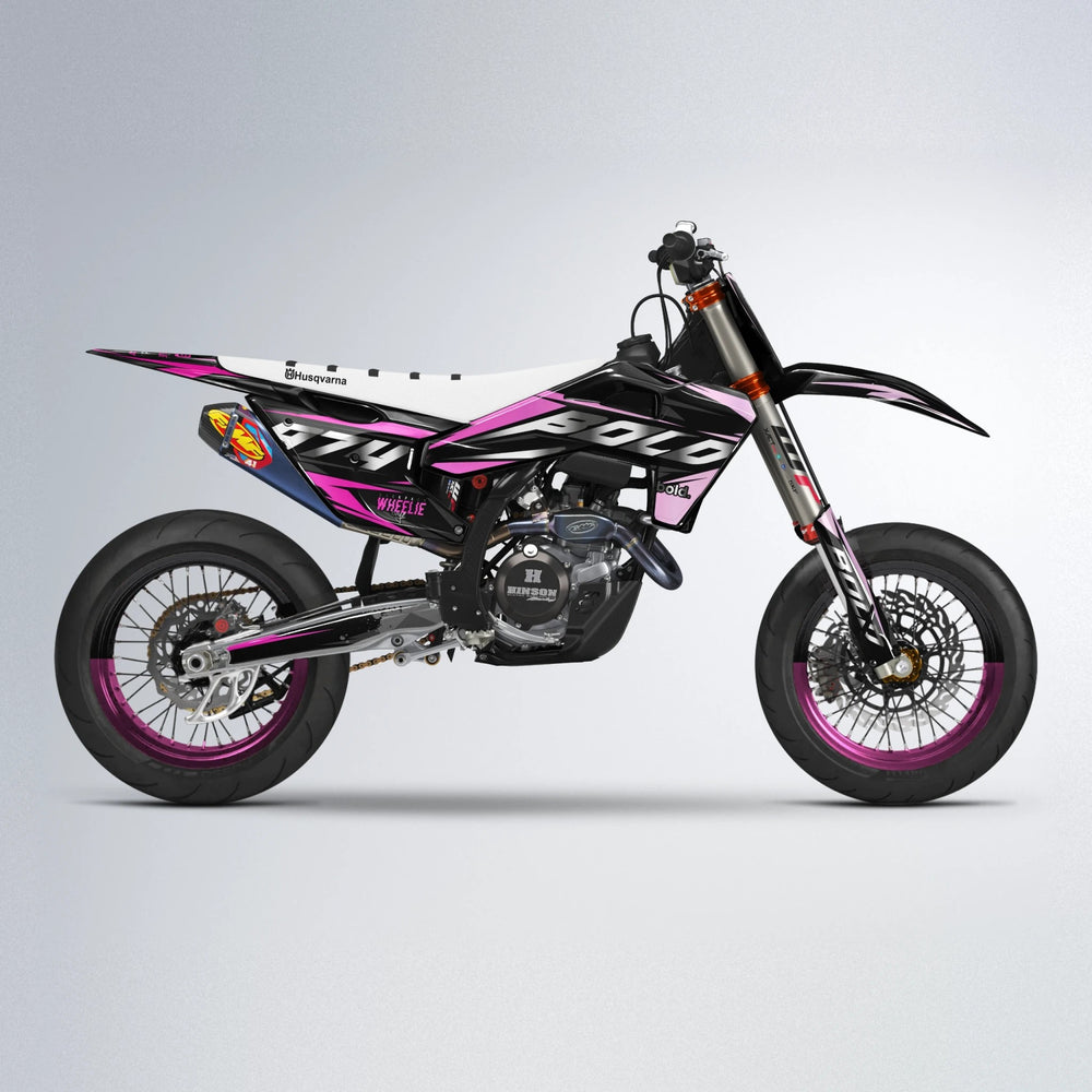 LUSIO Husqvarna FE/TE supermoto graphics kit in Flamingo
