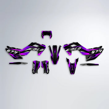 LUSIO Husqvarna FE/TE graphics kit parts layout in Purple
