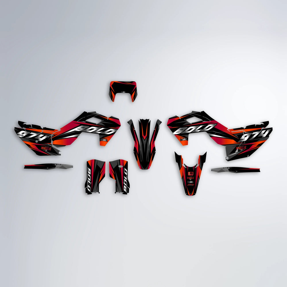 LUSIO Husqvarna FE/TE graphics kit parts layout in Red