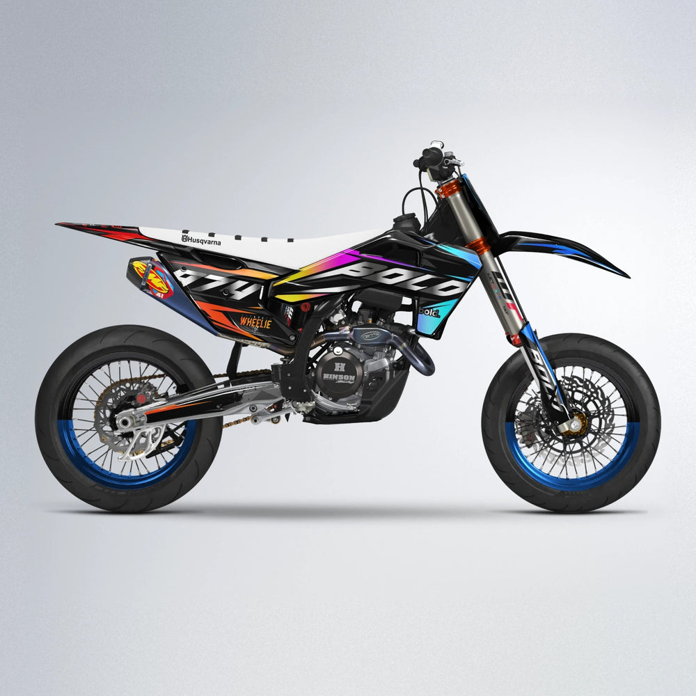LUSIO Husqvarna FE/TE supermoto graphics kit in Sunset Fade