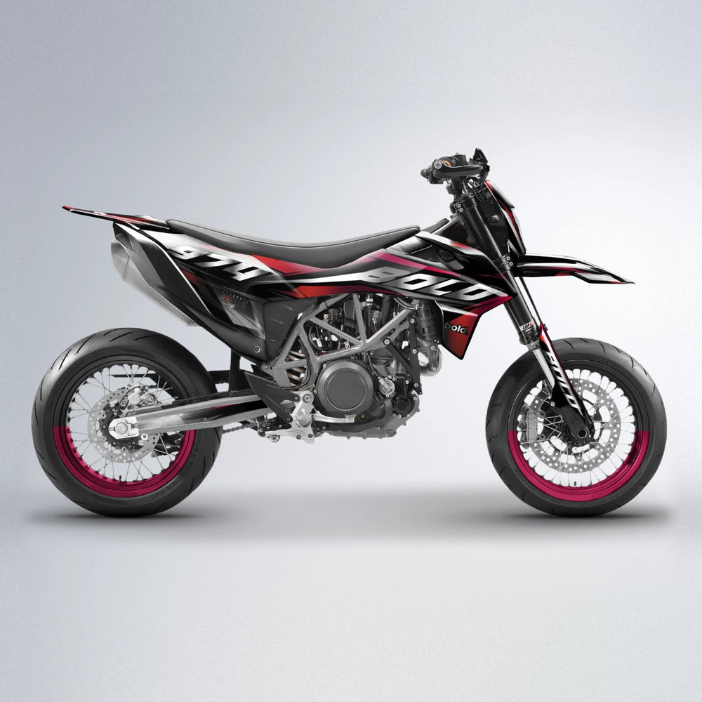 LUSIO KTM SMC 690 supermoto graphics kit in Black & Red