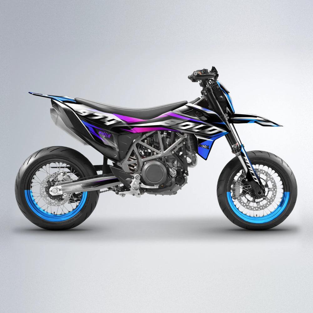 LUSIO KTM SMC 690 supermoto graphics kit in Blue Purple Fade