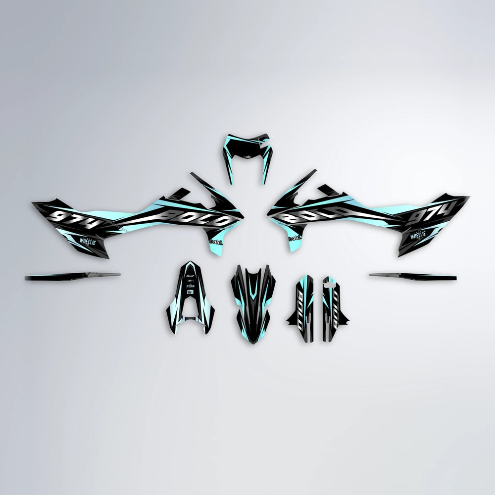 LUSIO KTM SMC 690 graphics kit parts layout in Mint