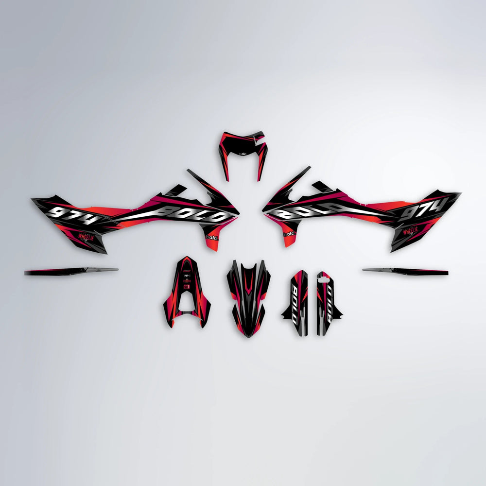 LUSIO KTM SMC 690 graphics kit parts layout in Red