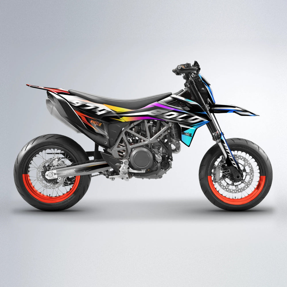LUSIO KTM SMC 690 supermoto graphics kit in Sunset Fade