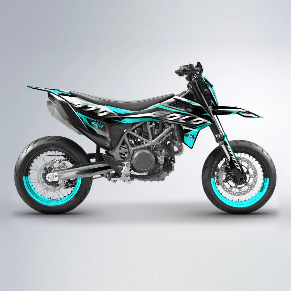 LUSIO KTM SMC 690 supermoto graphics kit in Teal