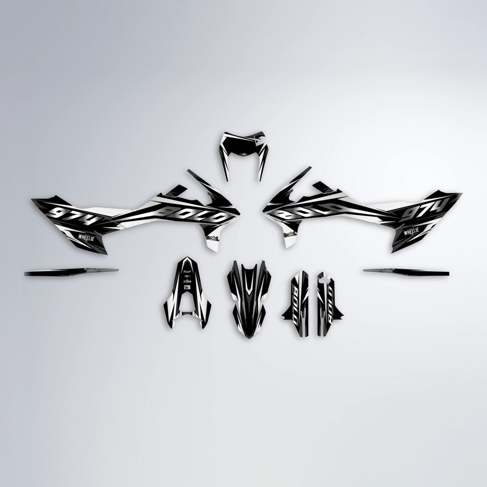 LUSIO KTM SMC 690 graphics kit parts layout in White