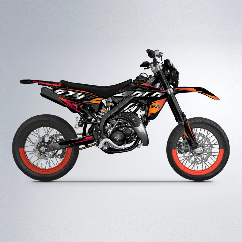 LUSIO Rieju MRT supermoto graphics kit in Red & Orange