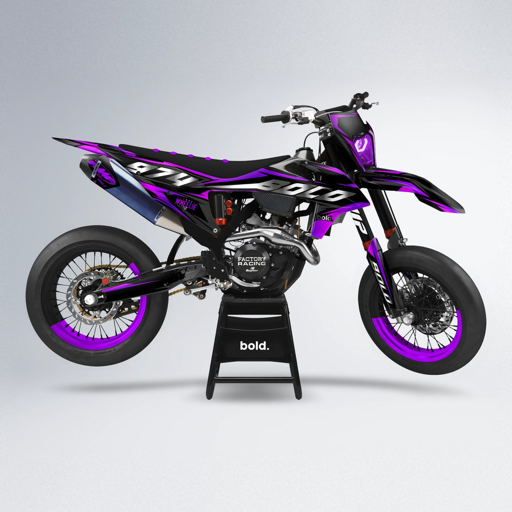 LUSIO supermoto graphics kit in Purple