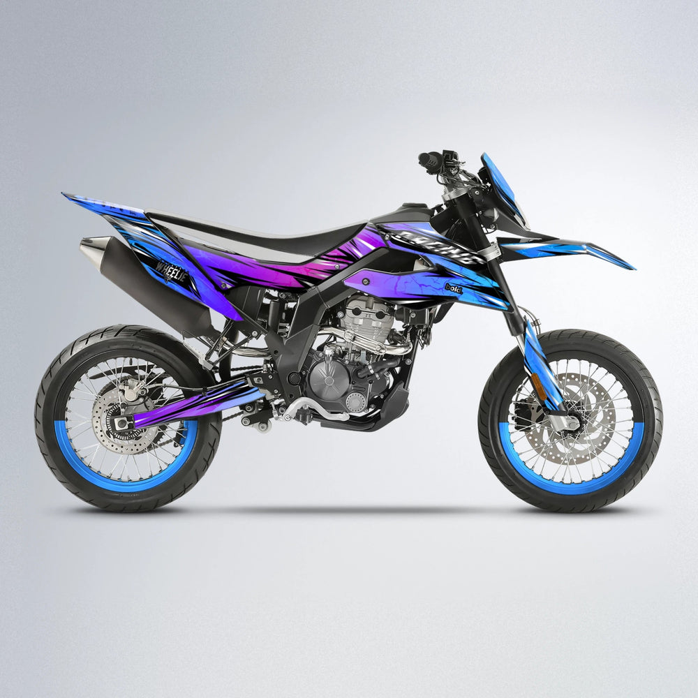 MADNESS Aprilia SX 125 supermoto graphics kit in Blue Purple Fade