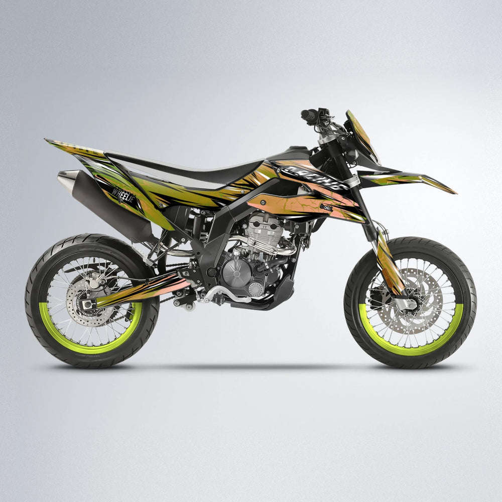 MADNESS Aprilia SX 125 supermoto graphics kit in Olive