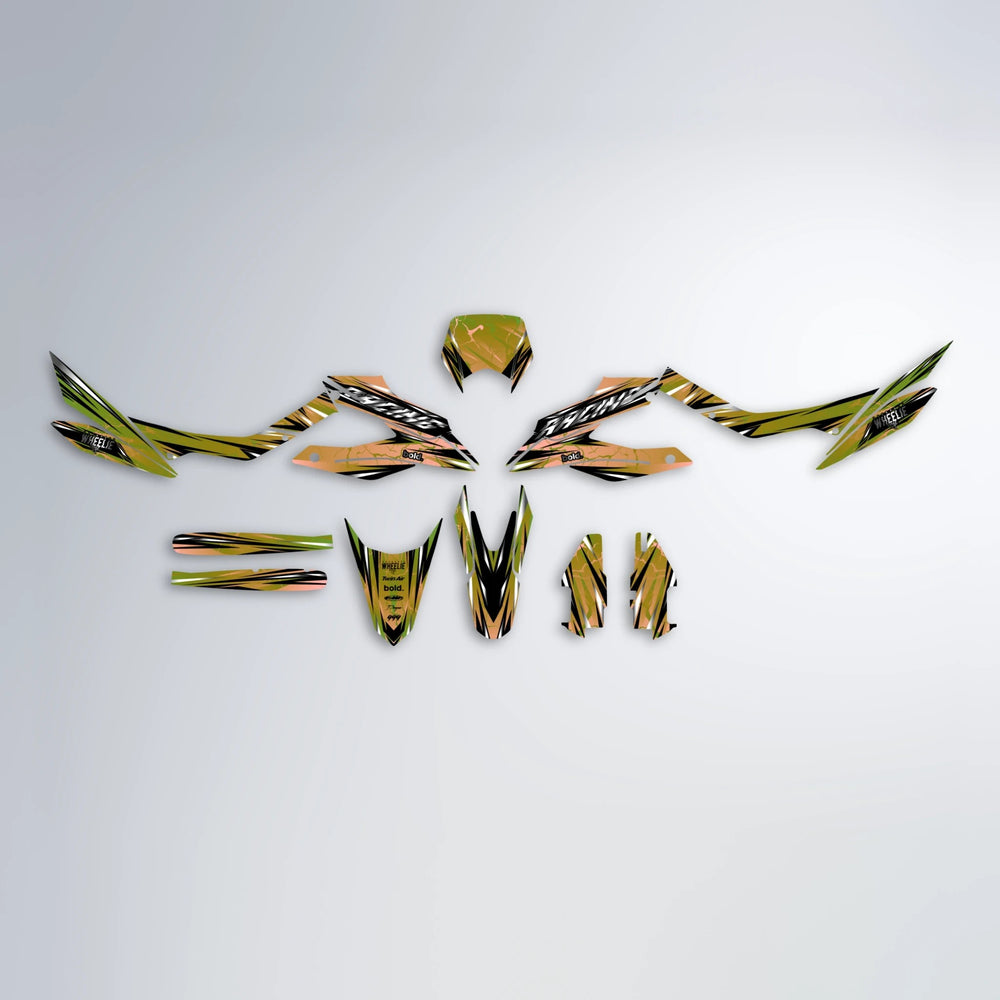 MADNESS Aprilia SX 125 graphics kit parts layout in Olive
