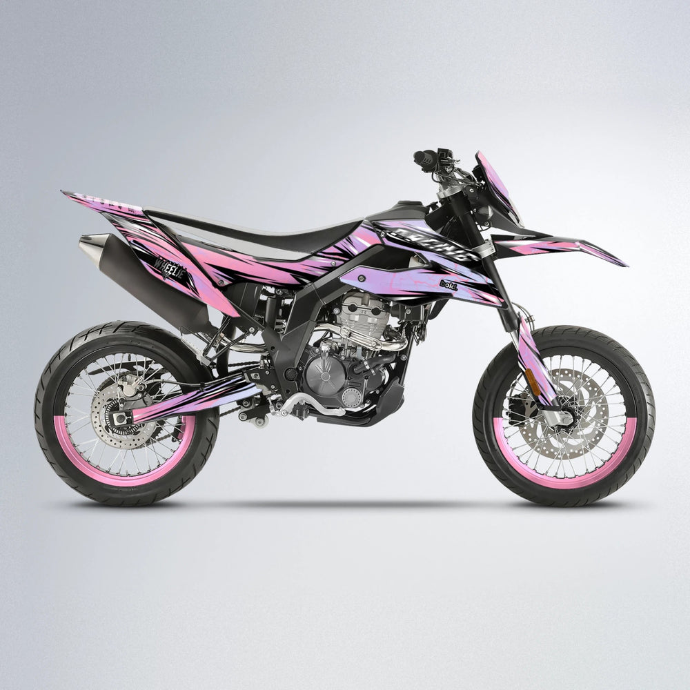 MADNESS Aprilia SX 125 supermoto graphics kit in Sakura Pink