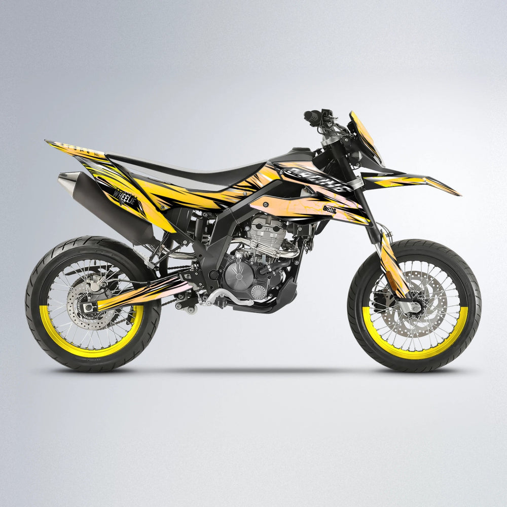 MADNESS Aprilia SX 125 supermoto graphics kit in Yellow