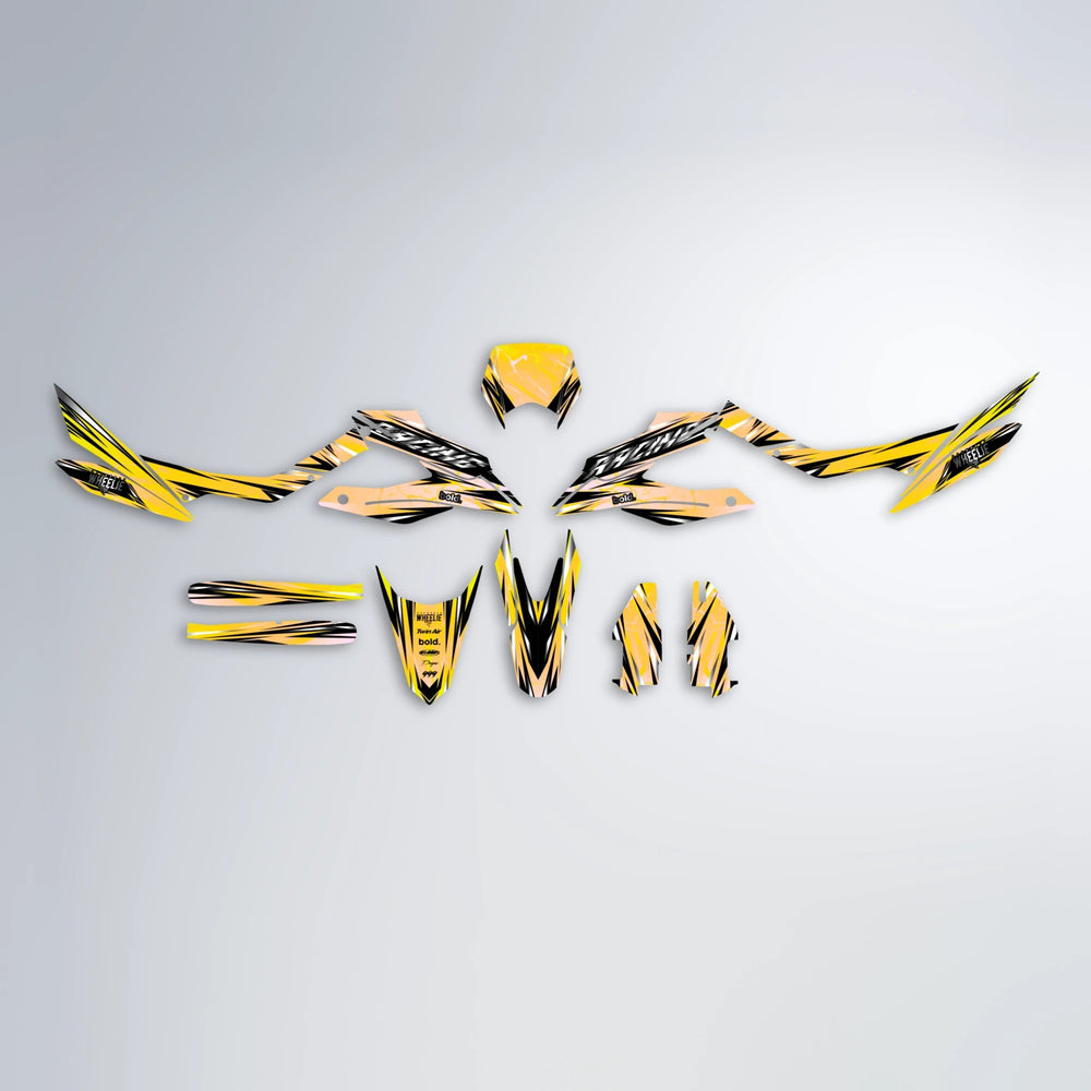 MADNESS Aprilia SX 125 graphics kit parts layout in Yellow