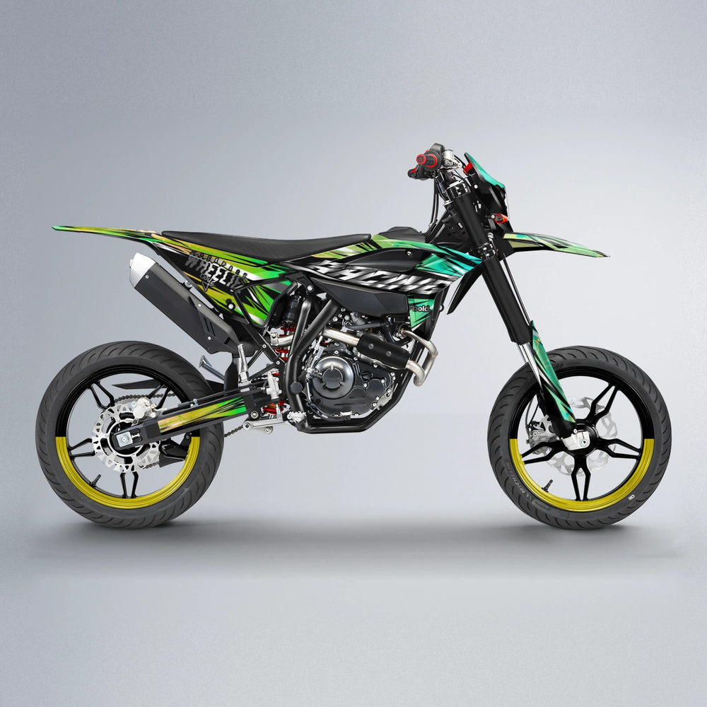MADNESS Beta supermoto graphics kit in Cyan & Green