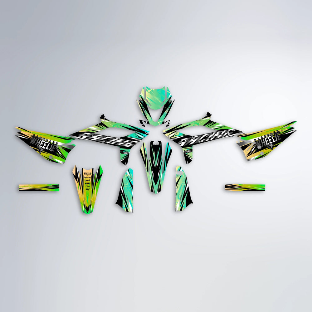 MADNESS Beta graphics kit parts layout in Cyan & Green