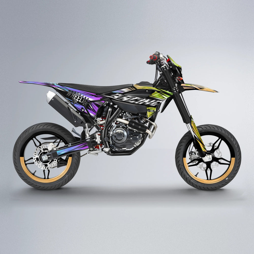 MADNESS Beta supermoto graphics kit in Purple & Yellow