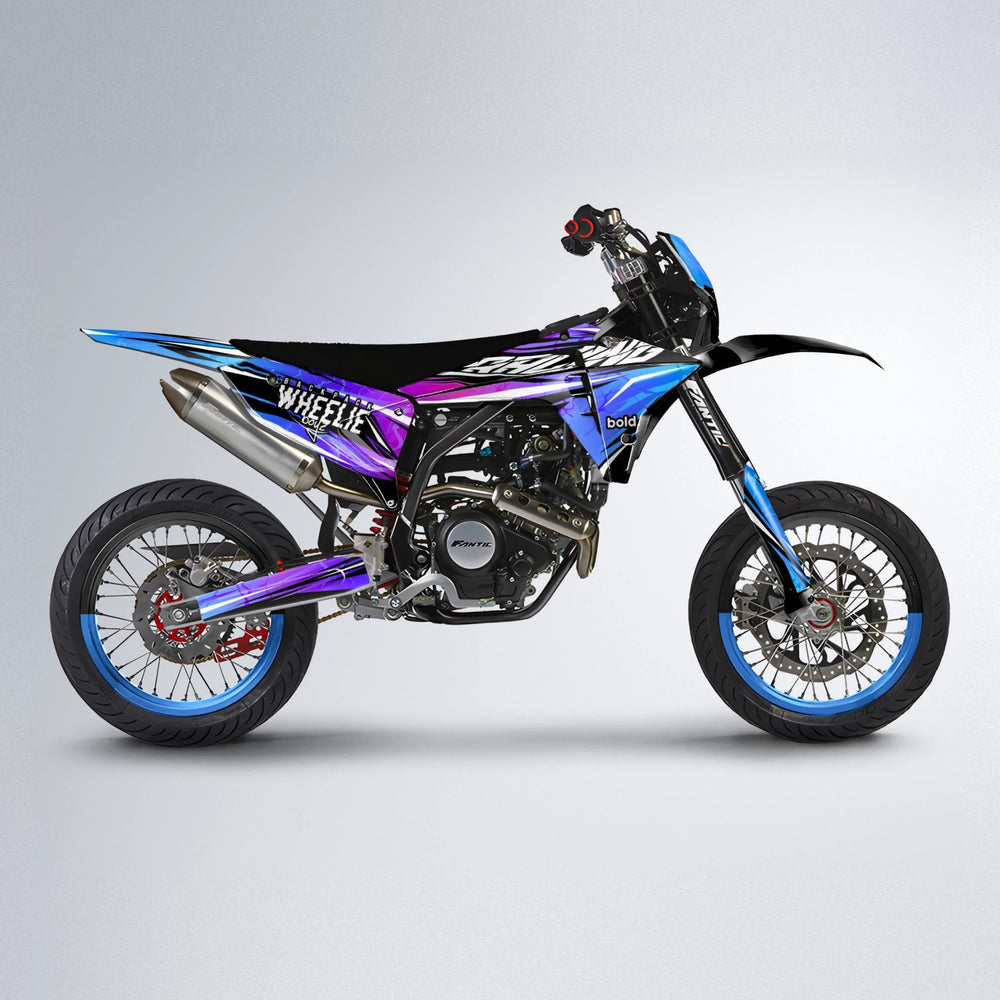 MADNESS Fantic supermoto graphics kit in Blue Purple Fade