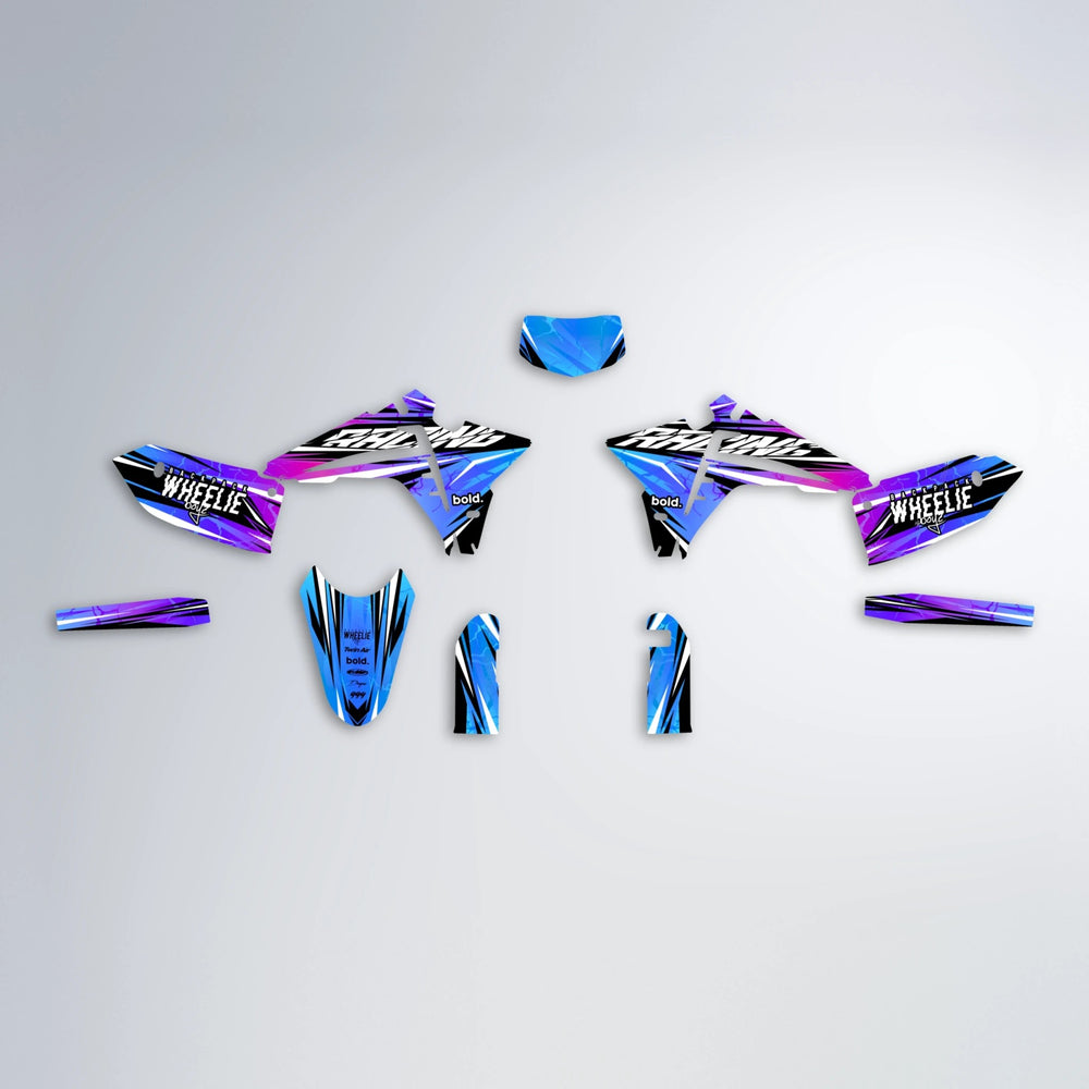 MADNESS Fantic graphics kit parts layout in Blue Purple Fade